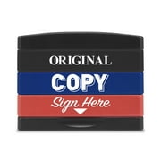 Stakz 3-in-1 Stackable Pre-inked Message Stamp - Original, Copy, Sign Here messages Included - 3 ink colors