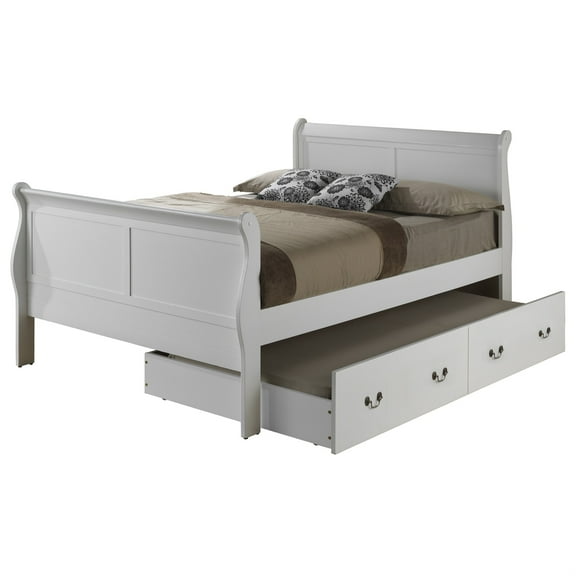 Passion Furniture PF-G3190G-FTB Louis Phillipe Trundle Bed, White - Full Size