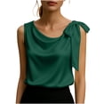 thumbnail image 2 of Xdegoge Tank Top for Women Scoop Neck Sleeveless Dressy Satin Silk Like Cowl Neck Side Bow Tie Shoulder Elegant Party Business Work Office Fashion Summer Tops, 2 of 7