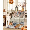 thumbnail image 2 of Thanksgiving Pumpkins Flannel Blanket for Bed,Travel and Camping, Orange Leaf Flowers Retro Text Texture Super Soft Cozy Blanket for All Seasons 50"x80", 2 of 6