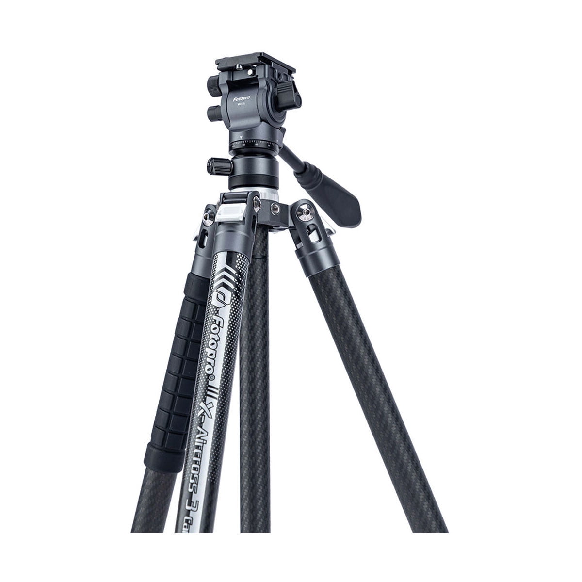 FotoPro X-AIRCROSS 3 Video 5-Section Carbon Fiber Tripod with MH-2L Fluid Video Head, Slate Gray