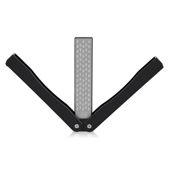 400/600 Grit Double Sided Natural Stone Sharpening Stone Foldable Knife Sharpener Gritstone Whetstone Anti-slip Handheld Sharpening Stone for Outdoor Camping[Black]