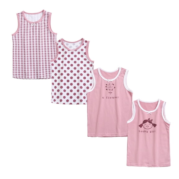 Toddler Girls Sleeveless Racerback Tank Tops 4 Pack Soft Cotton Undershirts for Gymnastics Dance Summer Fun 2T-12Years