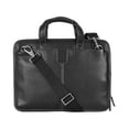 thumbnail image 2 of boconi mens tyler tumbled folio leather laptop briefcase with shoulder strap bag, black, 2 of 4