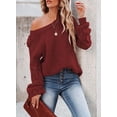 thumbnail image 2 of DOPI Women's Casual Long Sleeve Crewneck Crochet Sweater Lightweight Knit Pullover Sweaters Top Hollow Out Sweater Autumn, 2 of 5