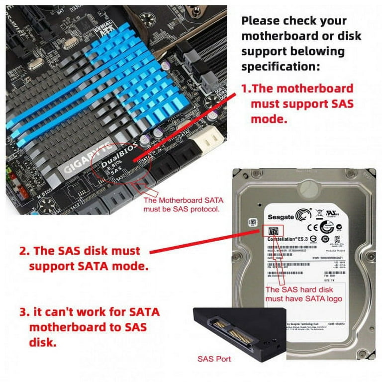 FVH SFF-8482 SAS 29 Pin to SATA 22Pin Hard Disk Drive Raid