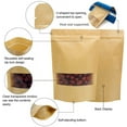 thumbnail image 5 of 50pcs Kraft Paper Bags with Window Resealable Zip Lock Food Storage Bags Heat Sealable Stand Up Brown Paper Pouches for Cookies Coffee Tea 6.2×8.6in, 5 of 8
