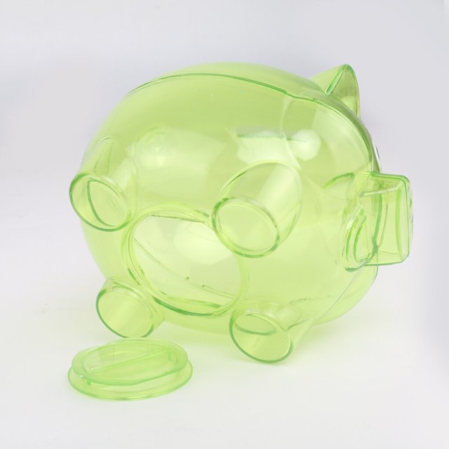 facefd PS Money Saving Box Portable Reusable Removable Stopper Replacement Transparent Animal Shape Coin Case Bank Birthday Gift Green L