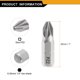thumbnail image 2 of Uxcell 5pcs PZ2 Pozi Punta de Destornillador 1/4" Vástago Hexagonal 25mm/1" Longitud Magnética Phillips Slotted Hex Bits Punta de Destornillador de Acero S2, 2 of 7