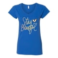 thumbnail image 2 of Stay Beautiful Positivity Quote Saying Pop Culture Womenâ€™s Standard V-Neck Tee, Royal, 2XL, 2 of 3