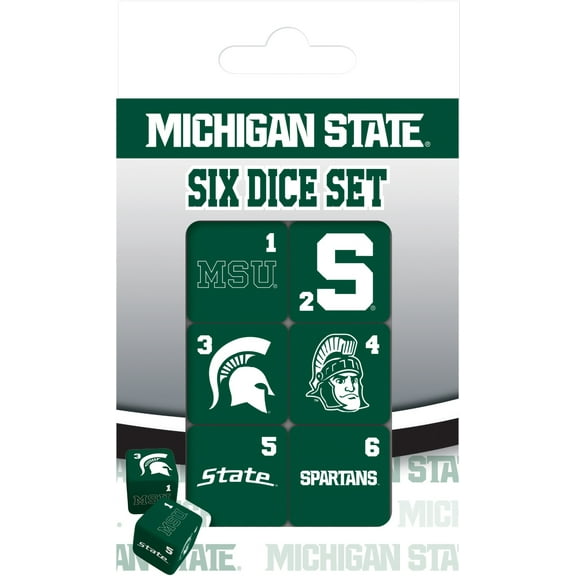 MasterPieces Officially Licensed NCAA Michigan State Spartans - 6 Piece D6 Gaming Dice Set Ages 6 and Up