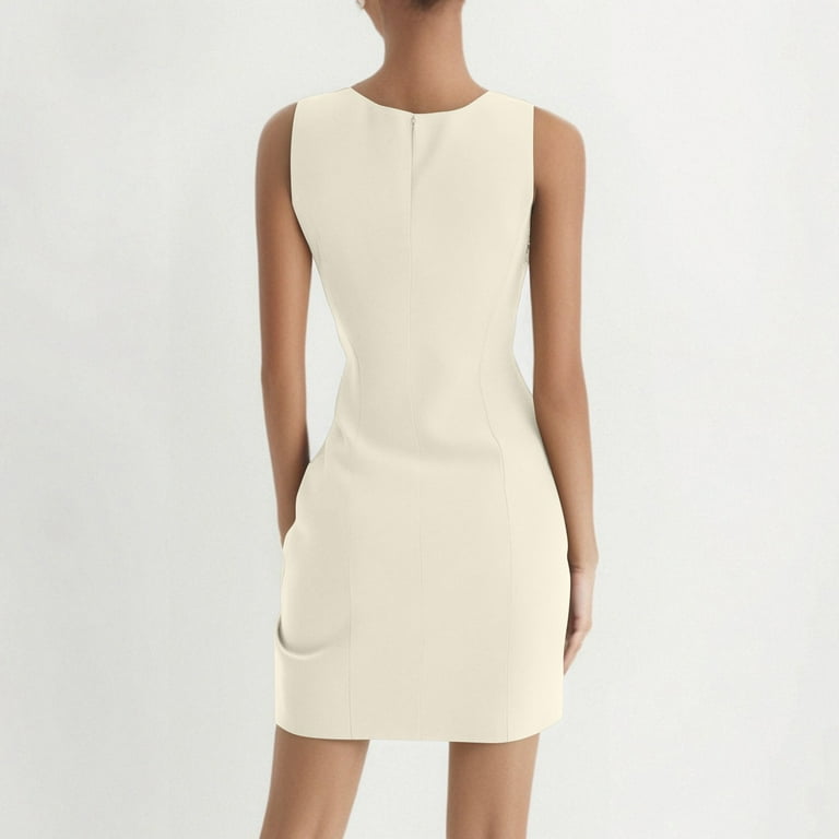 green emerald velvet dress DARYL Linen Sleeveless Dress in White main image 0