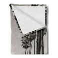 thumbnail image 2 of Palm Tree Soft Flannel Fleece Blanket, Los Angles Downtown Park View Tropical Nature California American Landmark, Cozy Plush for Indoor and Outdoor Use, 60" x 80", Dark Brown White, by Ambesonne, 2 of 5