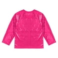 thumbnail image 4 of Alvivi Kids Girls Boys Shiny Metallic Long Sleeve Sports Dance Crop Top T-Shirt Jazz Hip-Hop Dancewer Hot Pink 5-6, 4 of 7