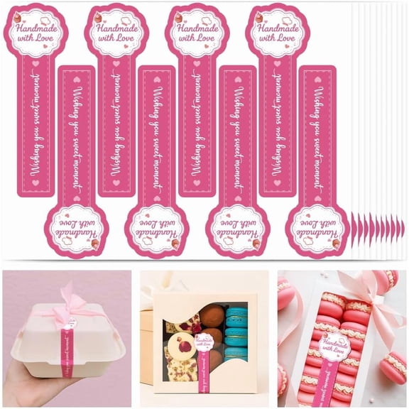 400 Pcs Food Baking Seal Stickers Handmade with Love Packaging Lollipop Sealing Labels Self Adhesive Bakery Stickers