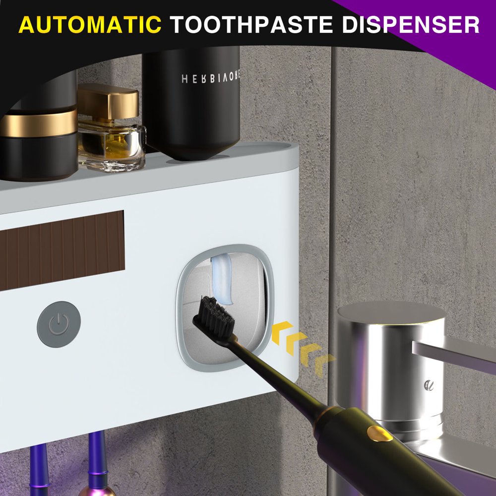 Distributeur Dentifrice UV Distributeur De Dentifrice Avec Stérilisation UV - Porte-brosse à Dents Mural 5 Fentes - Recharge Par Lumière Ou USB - Autocollant Inclus - ABS Distributeur Dentifrice UV Distributeur De Dentifrice Avec Stérilisation UV - Porte-brosse à Dents Mural 5 Fentes - Recharge Par Lumière Ou USB - Autocollant Inclus - ABS