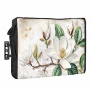 Spring Magnolia Outdoor TV Cover 70 to 75 inch Weatherproof Waterproof, Vintage White Floral TV Enclosures with Remote Control Pocket Flat Screen Protector for Outside