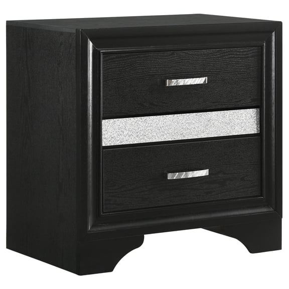 Newboti Furniture Black 2-drawer Nightstand with Hidden Jewelry Tray 22163
