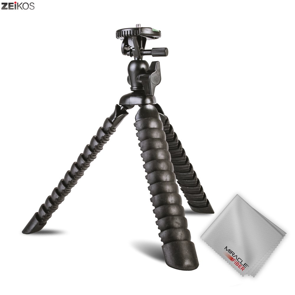Zeikos Flexible Tripod Wrappable Leg, Universal 12" inch Quick Release