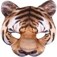 thumbnail image 1 of Máscara de tigre media, con elástico, máscara facial, máscara de animal, gato salvaje, disfraz, carnaval, fiesta temática, 1 of 3