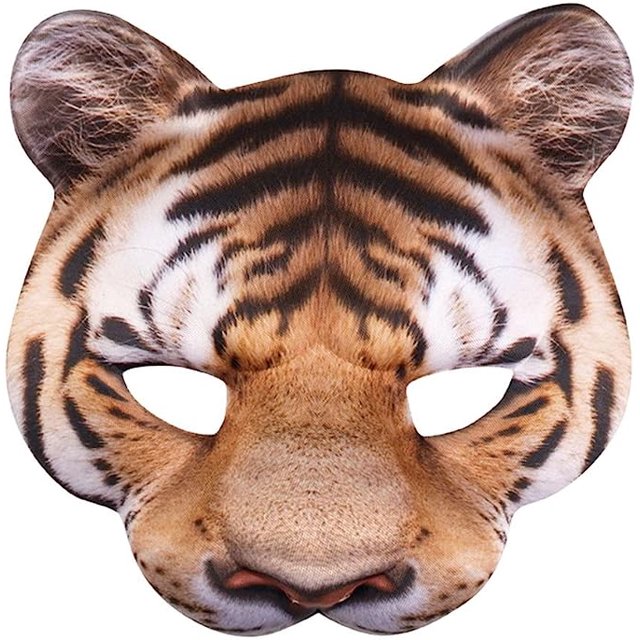 Máscara de tigre media, con elástico, máscara facial, máscara de animal, gato salvaje, disfraz, carnaval, fiesta temática