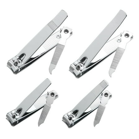 4 Pcs Professional Stainless Steel Toenail Clipper and Fingernails by Swing Out Nail Cleaner/File - Sharpest Stainless Steel Clipper - Wide Easy Press Lever – Nail Cutter