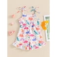 thumbnail image 3 of Suealasg Kids Girl Cami Jumpsuit 6M 1T 2T 3T 4T Baby Girls Sleeveless Square Neck Dinosaur Print Romper Shorts Toddler Girls Summer Clothes, 3 of 9