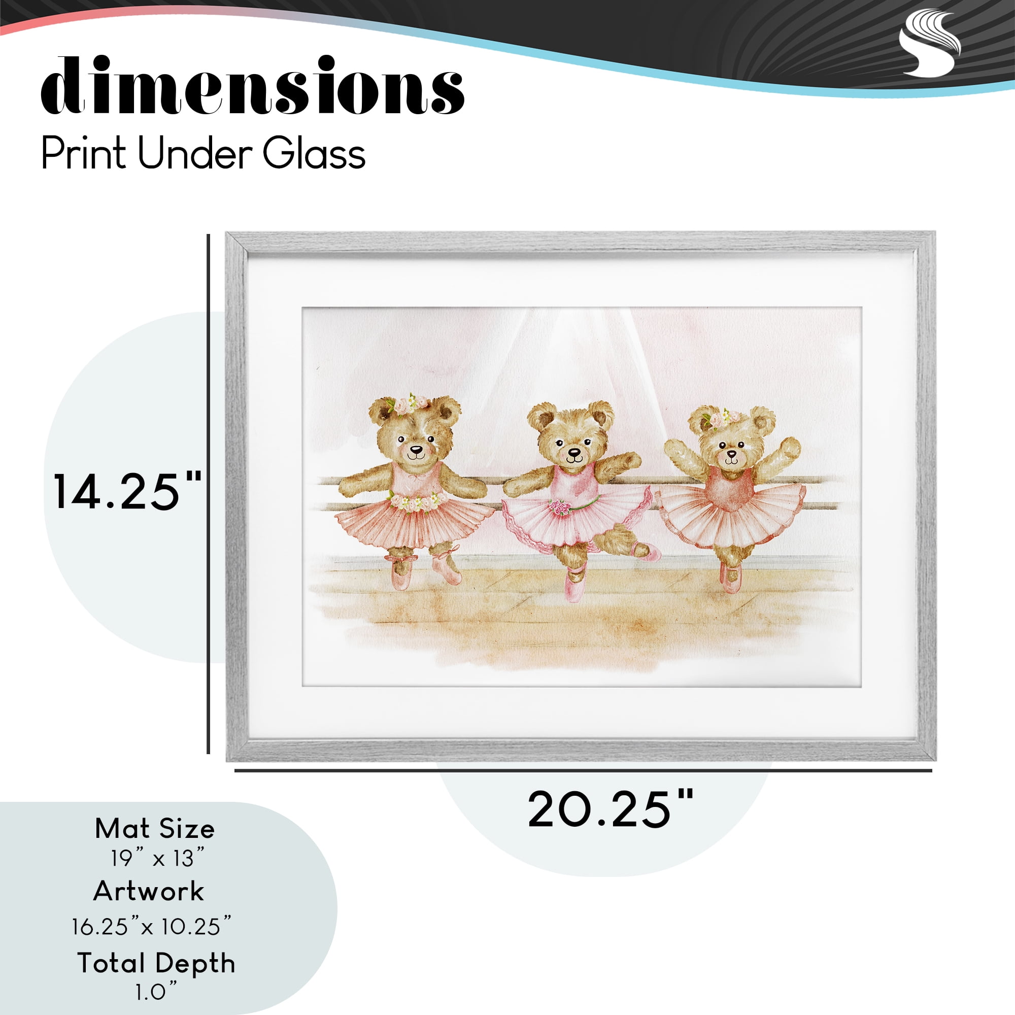 Ballet Teddies Triplet Gray Framed Print Under Glass, design by Amy Hall