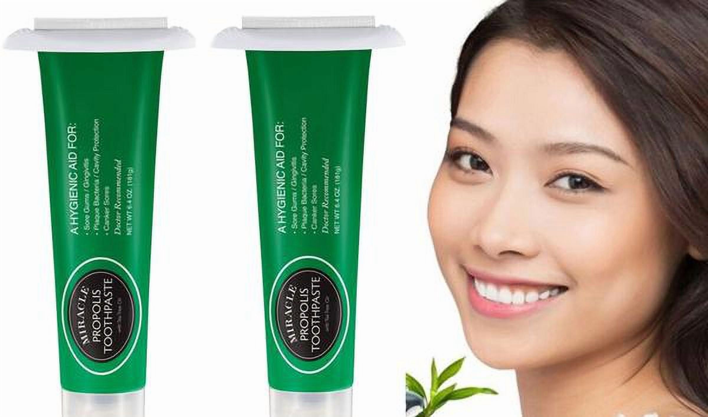 2 Pack Miracle Propolis Toothpaste + Tea Tree Oil, No Fluoride Max Strength Large Tube 6.4oz x 2