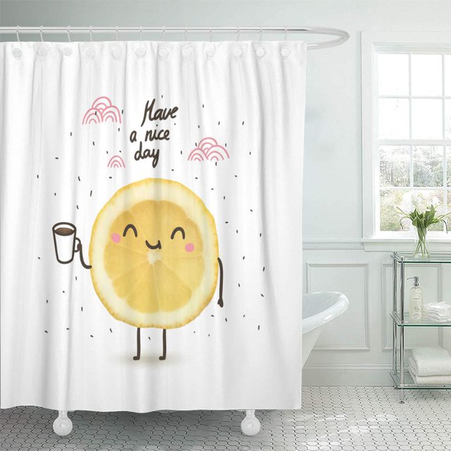 ABPHQTO Have a Nice Day Cute Funny Cartoon Illustration Lemon Cortina de ducha 160x180 cm