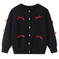 thumbnail image 4 of Abcomgle Girls Bow Cardigan Sweater Button Down Crewneck Cardigan for Girls Cute Knit Long Sleeve Cardigan Sweatshirt,6-7Years,Black, 4 of 4