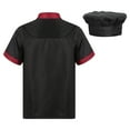 thumbnail image 2 of Kaerm Chef Coat with Hat Custom Short Sleeve Chef Shirt Hotel Kitchen Restaurant Work Uniform Shirt Black XL, 2 of 7
