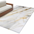 thumbnail image 3 of 2.7x5 Washable Area Rug, Gray Gold Marble Non-Slip Rectangle Rug for Bedroom Bedside, Modern Abstract Indoor Floor Mat for Home Decor, 3 of 9