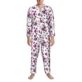 thumbnail image 3 of Balery Violets Flowers Pijama para Hombre de Dos Piezas con Manga Larga, Conjunto de Dormir y Descanso Suave con Bolsillos-Large, 3 of 7