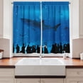 thumbnail image 2 of Ambesonne Shark Kitchen Curtains, Aquarium Park and People, 55"x39", Blue Black, 2 of 3