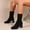 Black, variant on PiGOGI Women's Knit Ankle Socks Boots Round Toe Chunky Heel Winter Boots for Women Mid Calf Casual Comfortable Stretchy White 42