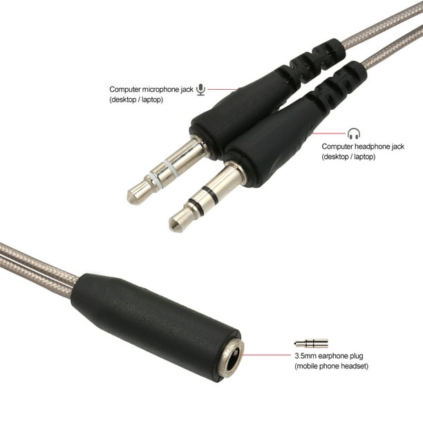 3.5mm Audio Y Splitter Câble 1 Femelle à 2 Mâle Convertisseur Écouteur  Microphone Cordon Adaptateur pour Casque vers Ordinateur Portable PC 
