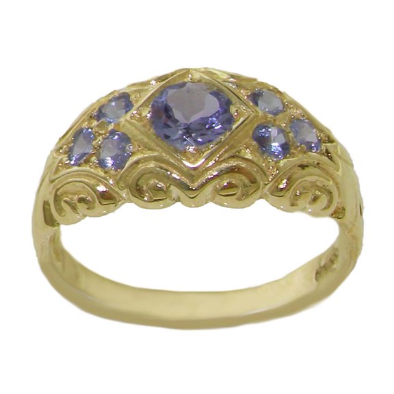 LBG 14k Yellow Gold Real Genuine Tanzanite Womens Band Ring - Size 10