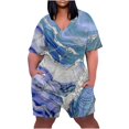 thumbnail image 2 of DDAPJ pyju Women's Summer Casual Rompers Plus Size Short Sleeve V Neck Overalls Trendy One Piece Jumpsuit Shorts with Pockets Sales of The Day Clearance Dark Blue XXXXXL, 2 of 5