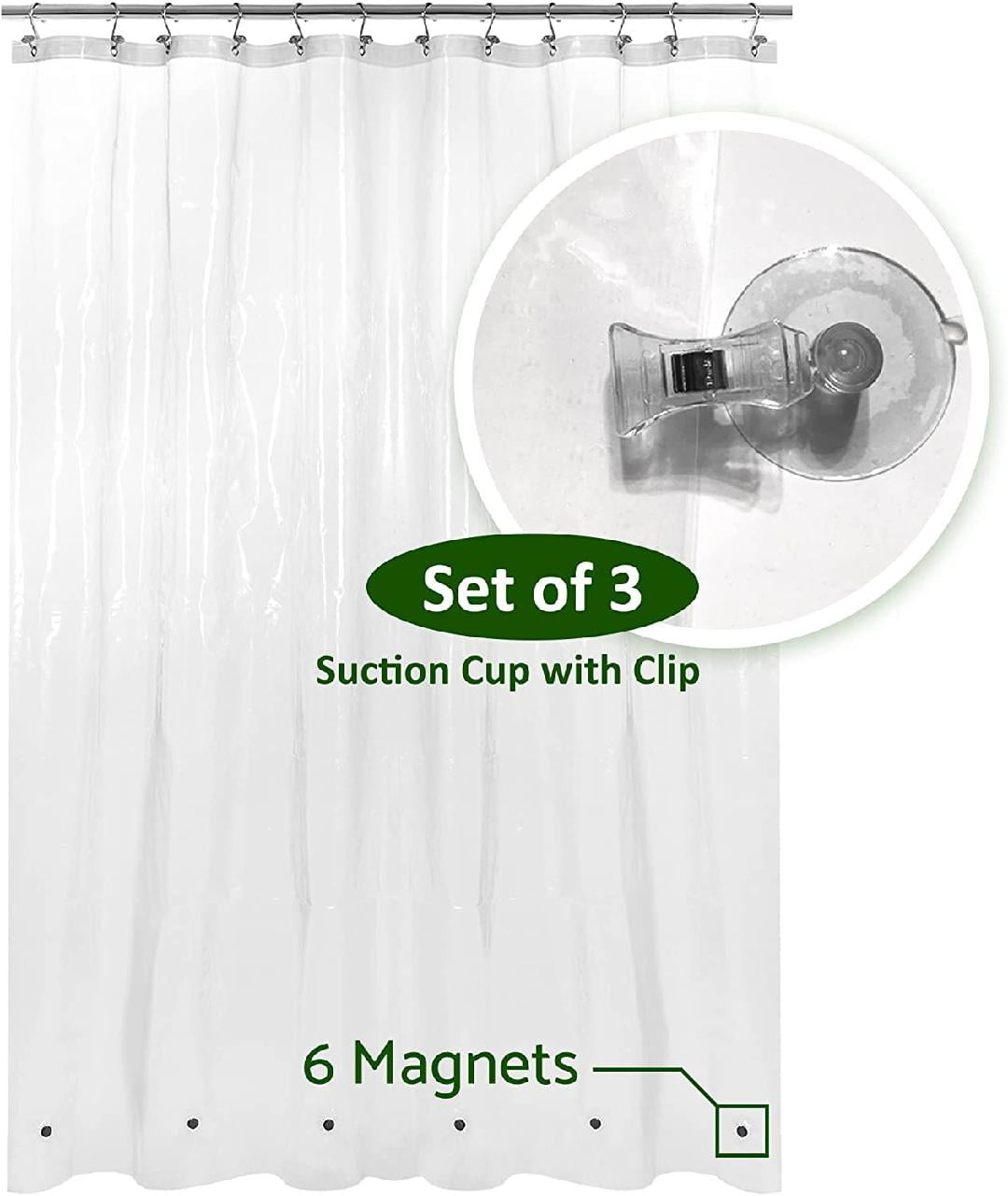Shower Curtain Liner with 6 & 3 Suction Cups with Clip