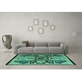 thumbnail image 3 of Ahgly Company Machine Washable Indoor Rectangle Abstract Turquoise Blue Modern Area Rugs, 7' x 10', 3 of 4