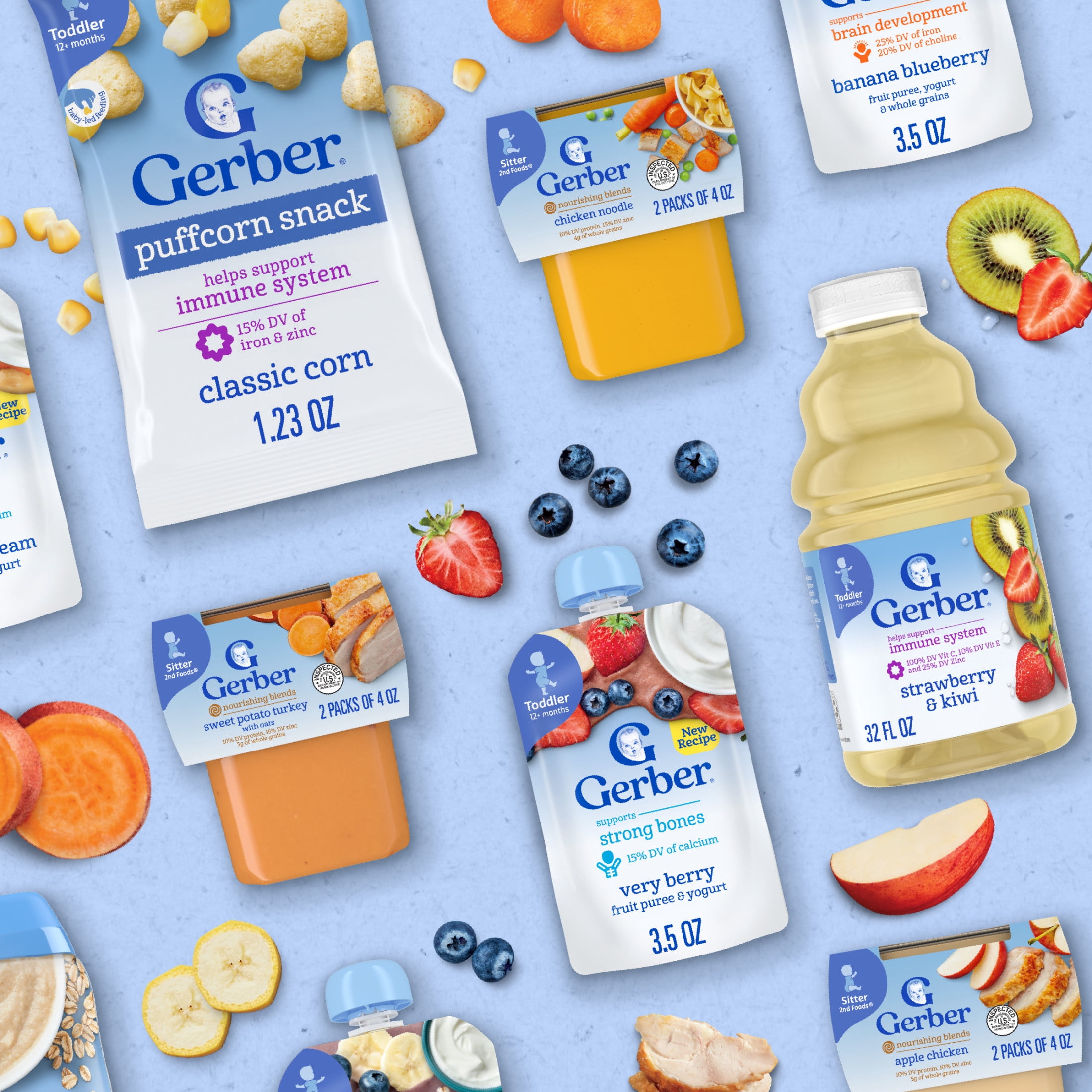 (4 pack) Gerber Snacks for Toddler Fruit & Yogurt, Very Berry, 3.5 oz Pouch