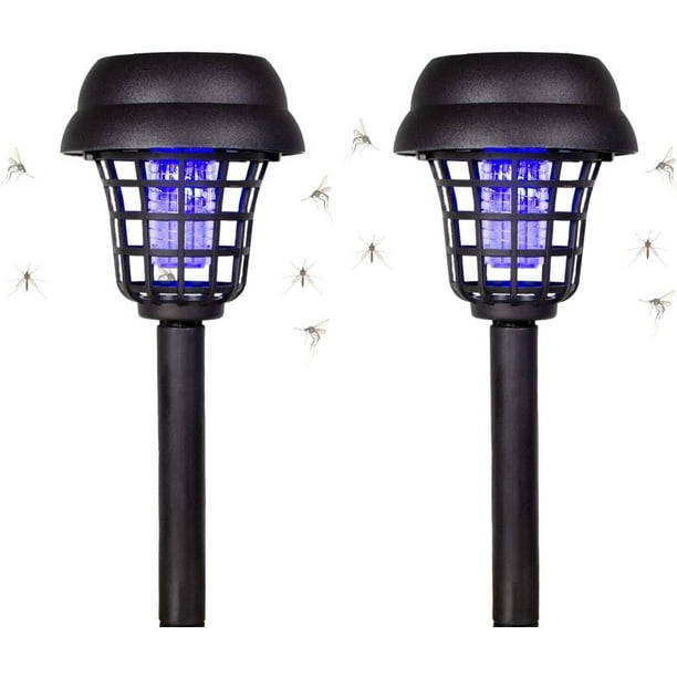 2Piece 2 in 1 Solar Insect Zapper with Stakes Mosquito Killer 2 Light