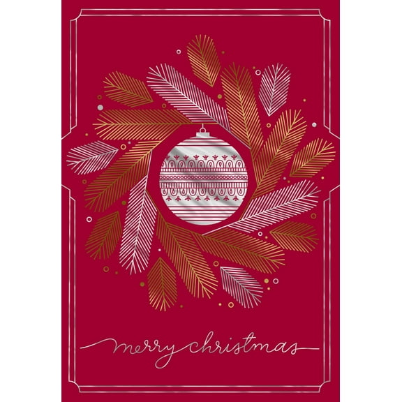 Hallmark Business Bulk Merry Christmas Cards (Silver & Gold Wreath), 25 Pack