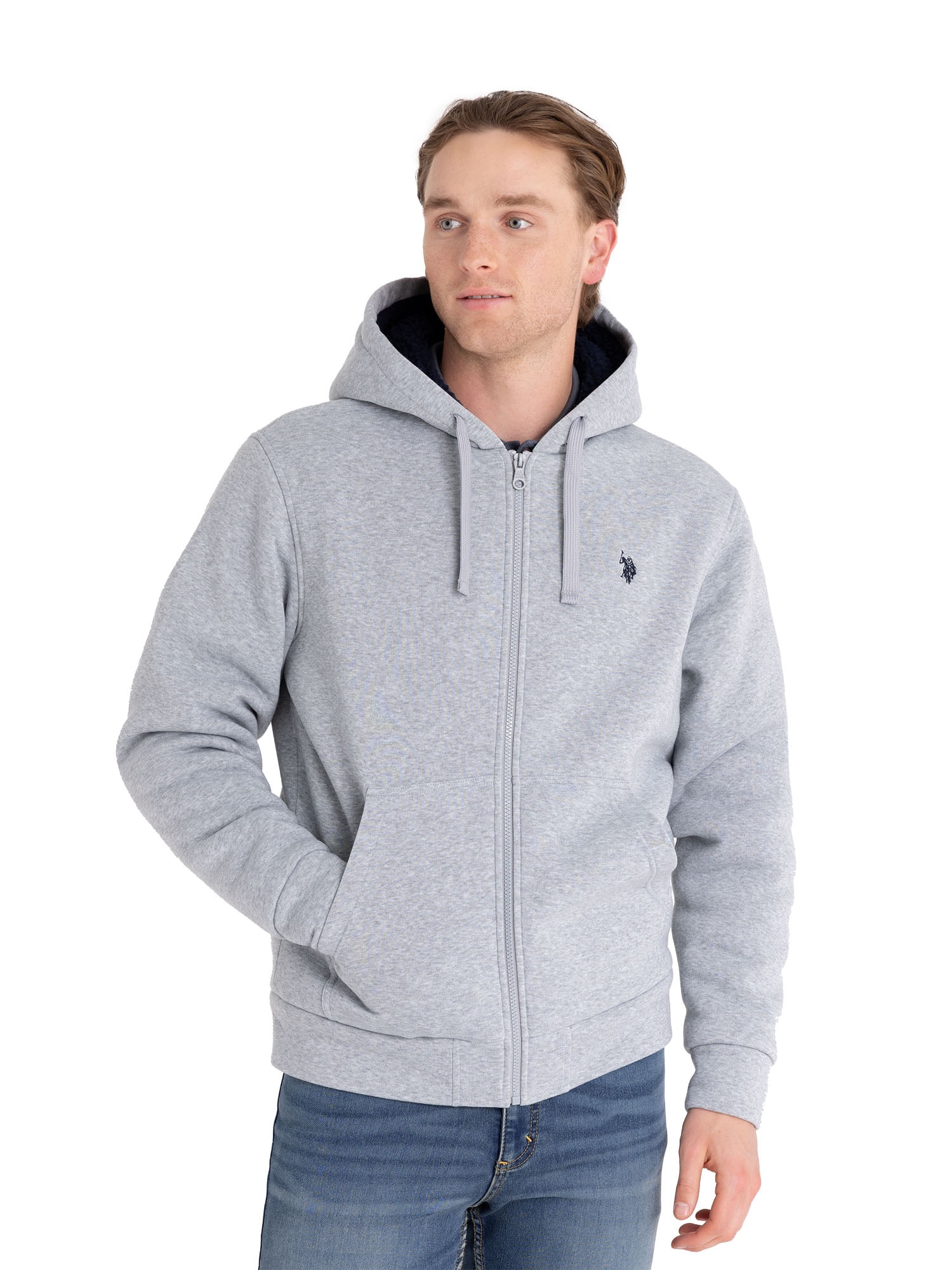 U.S. Polo Assn. Men's Heather Grey Full Zip Jacket, M