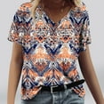 thumbnail image 3 of JTZGDY Vintage Floral Print Summer Tops for Women Casual Short Sleeve Oversized V Neck Graphic T-Shirts Loose Fit Comfy Beach Vacation Tunic Tees Shirt Blouse Khaki#01 XXL, 3 of 6