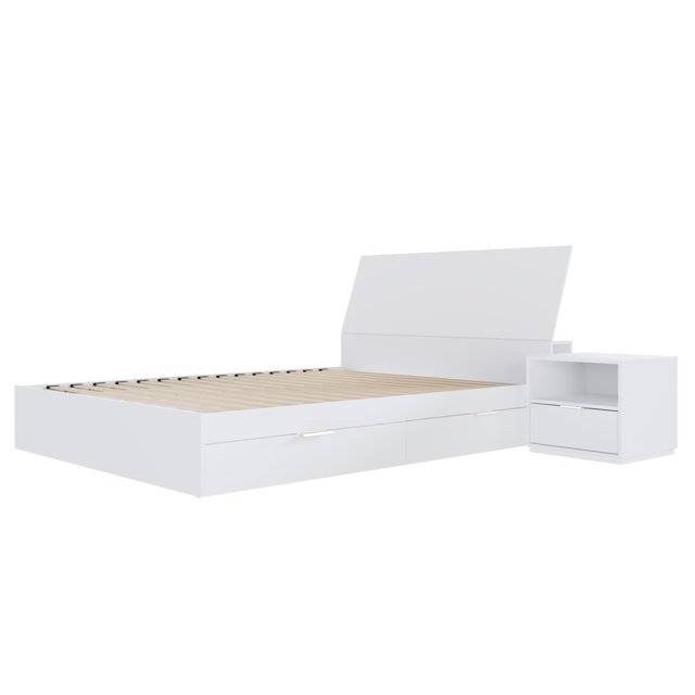 Nexera Porter 3-Piece Dual Storage Bedroom Set, White, Double