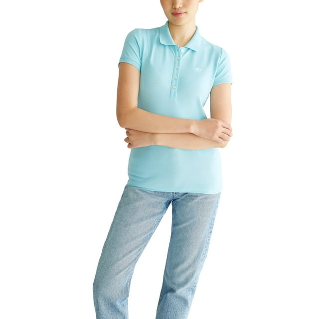 Polo Aéropostale Aero Solid A87 para mujer, color azul topacio, talla M
