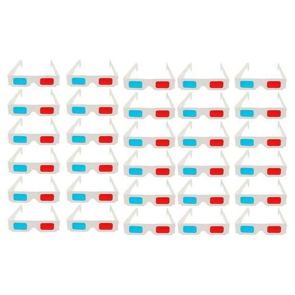 30pcs Disposable 3D Cardboard Glasses Home Paper Red Blue Glasses for Adults