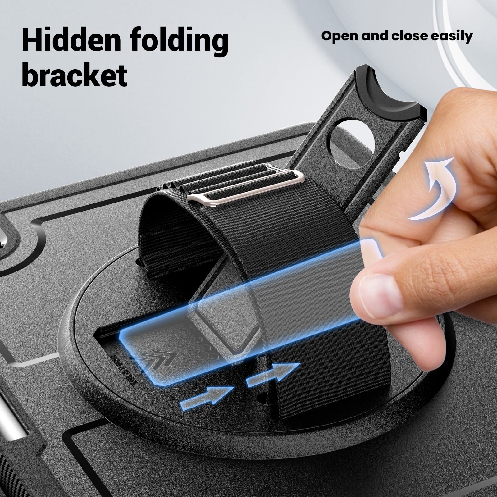 ELEHOLD Rugged Case For Apple iPad 11th(A16) 2025/10th Gen 2022,360 Rotating Stand Hand Strap Shoulder Strap Pencil Holder Full-Body Heavy Duty Shockproof Protective Case,Black